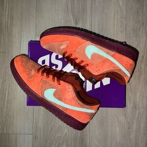 Nike Vibrant Orange and Burgundy Sneakers